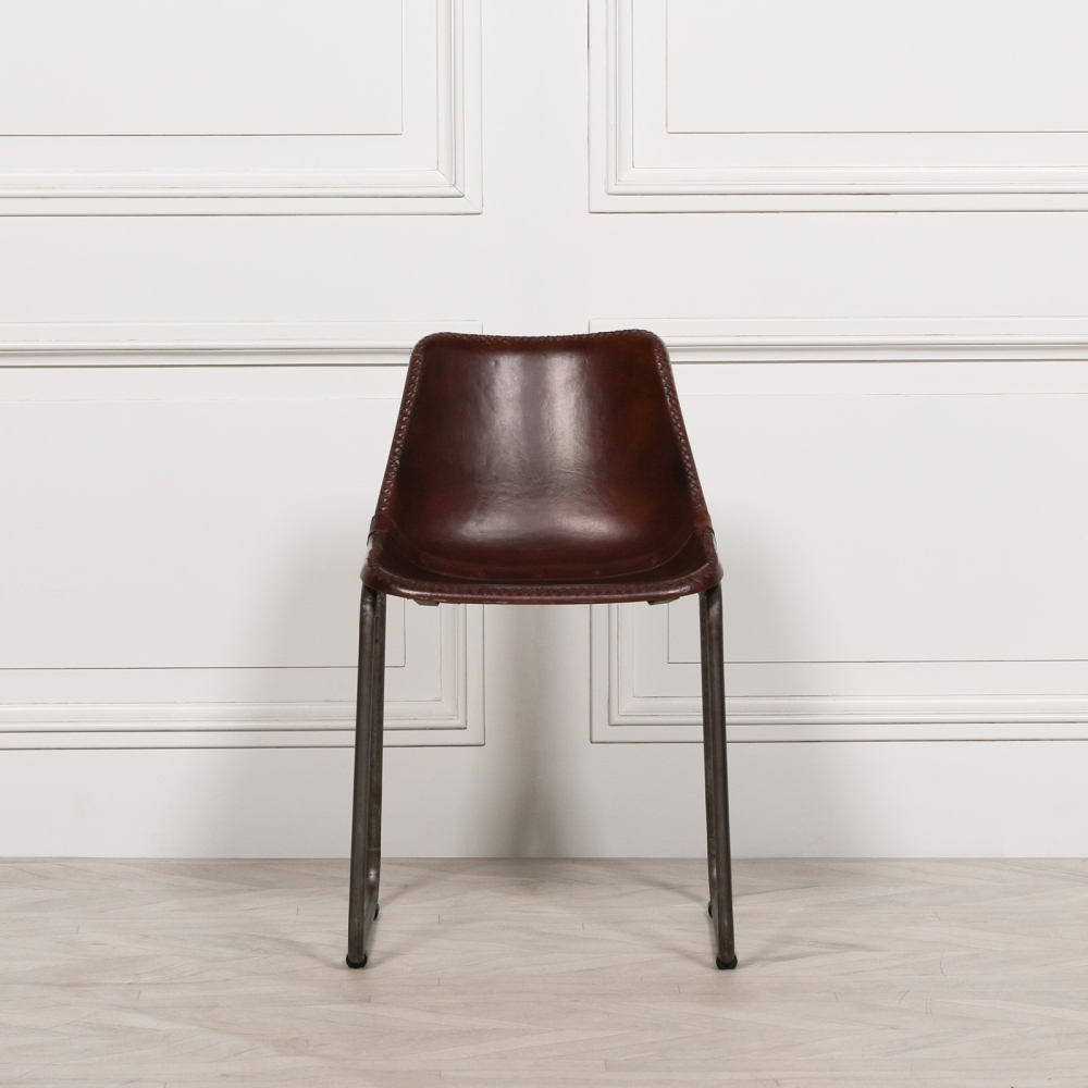 Product photograph of Industrial Saddle Style Leather Dinning Chair Sold In Pairs from Choice Furniture Superstore.